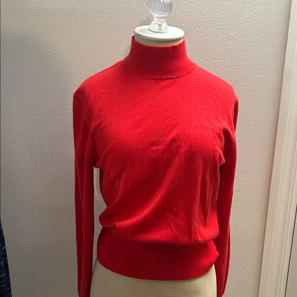 J. Crew Bold Red Lightweight Turtleneck Sweater